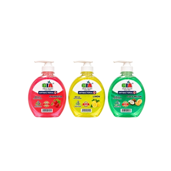Jabón líquido antibacterial marca Gia